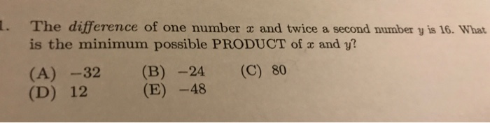 Number smaller twice sum represent difference equations situation which between