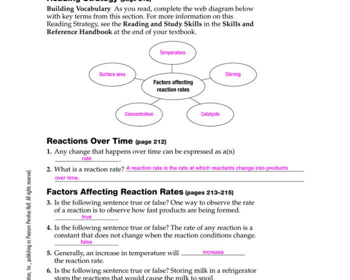 Chemical reactions webquest answer key