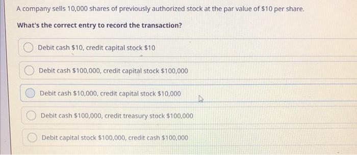 A company sells 10000 shares of previously authorized stock indeed