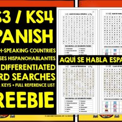 Countries word search capitals spanish speaking worksheets activities grade fun subject