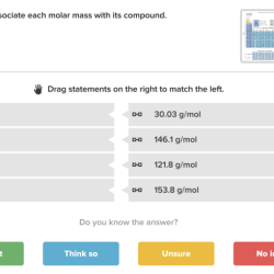 Correctly associate each molar mass with its compound.